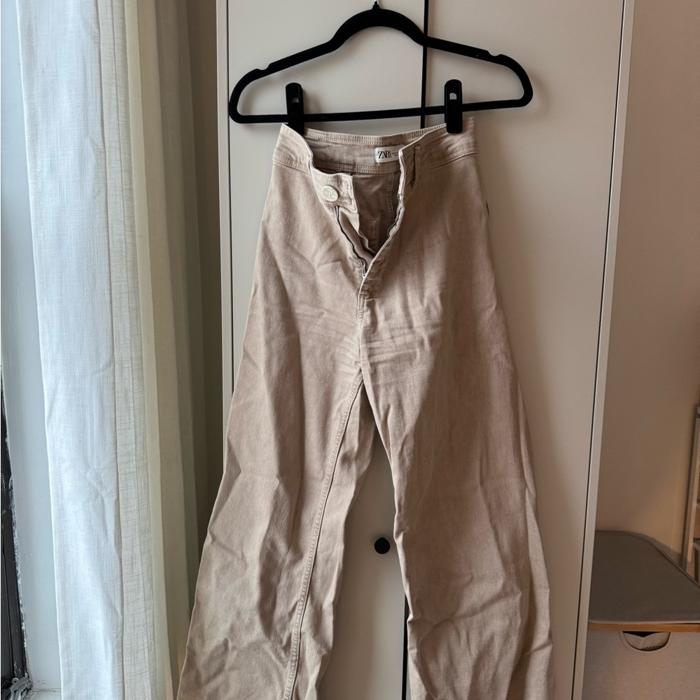 Zara Marine Style Wide Leg Jeans in Khaki